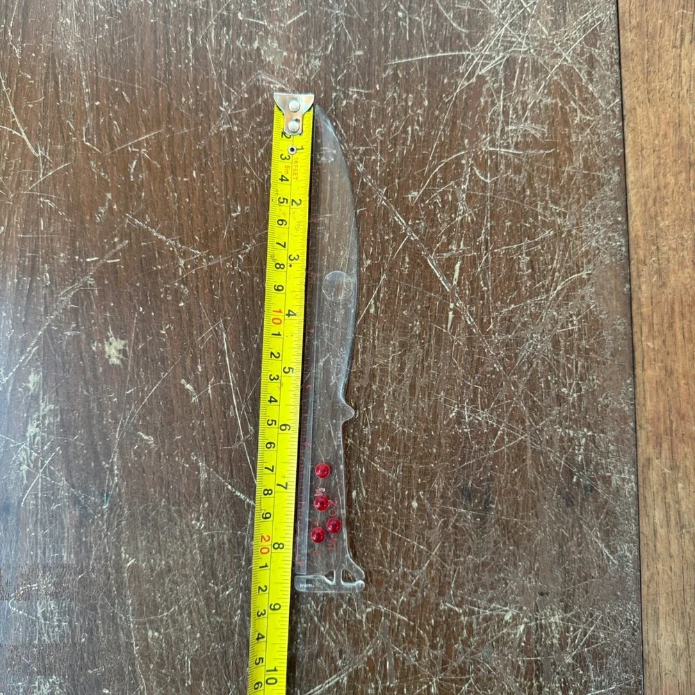 Vintage Hong Kong Novelty Clear‎ Red Plastic Ruler Multipurpose Knife